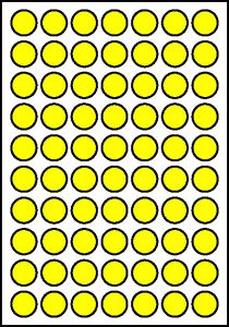 Sticky Dots YELLOW 8mm Diameter 70 Per Sheet