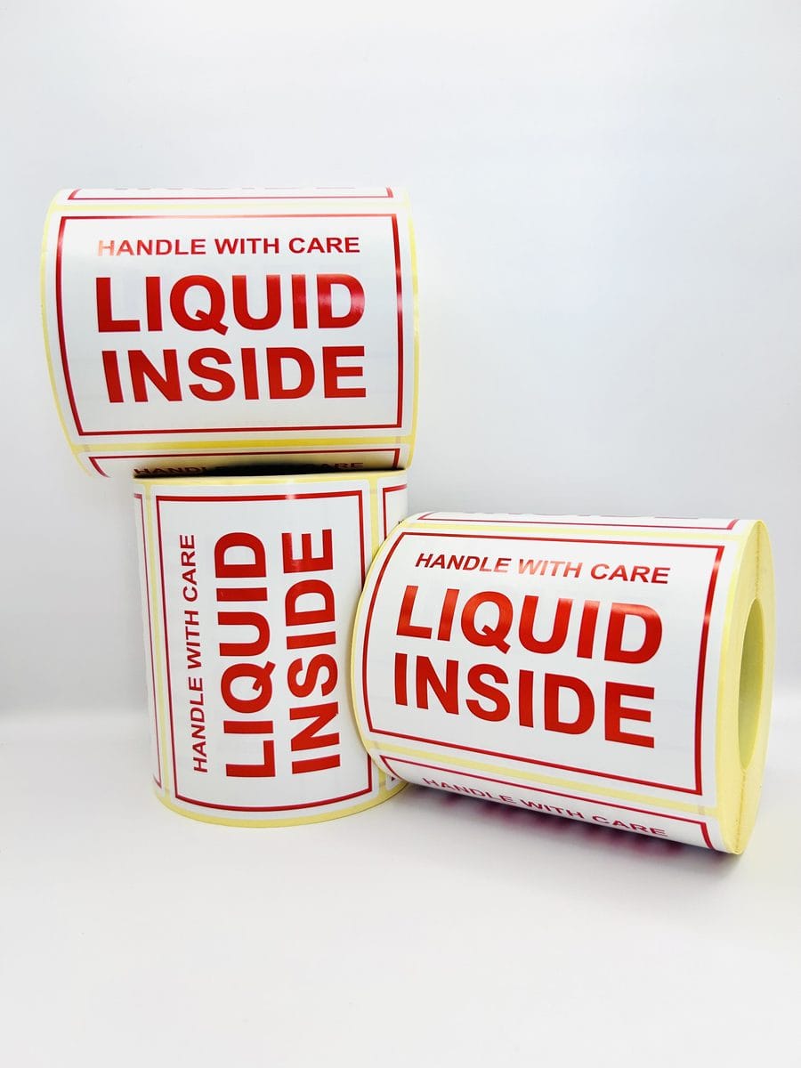 Hazard Warning 102x74 - Liquid Inside - 250 Per Roll