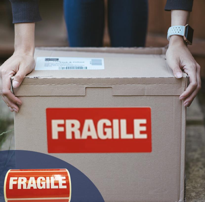 Hazard Warning 95x45 - Fragile - 250 Per Roll - Image 2