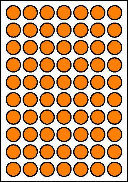 Sticky Dots ORANGE 8mm Diameter 70 Per Sheet
