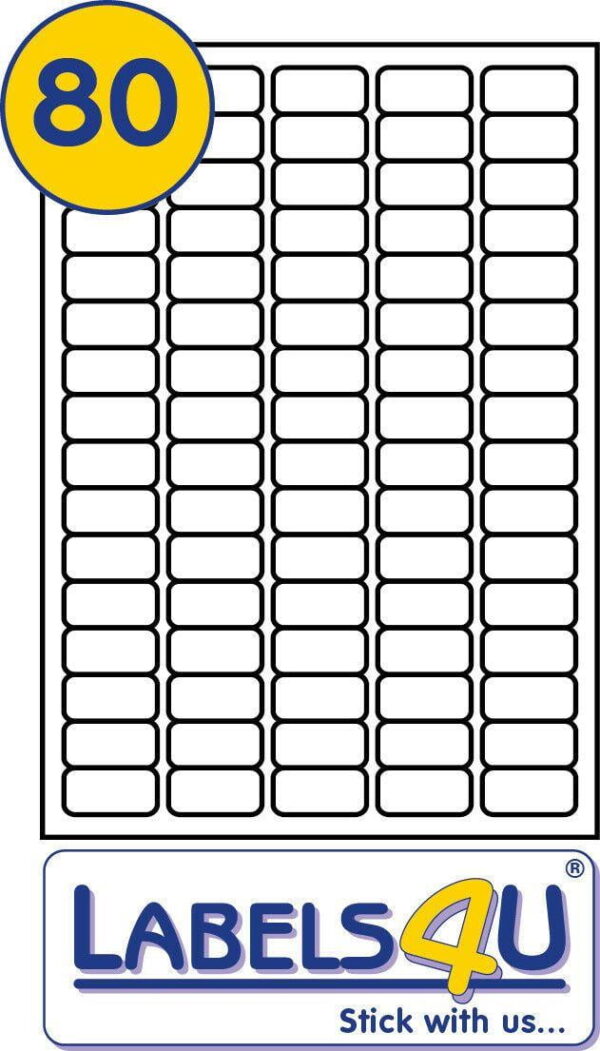 80 Mini Labels Per Sheet 35.6 x 16.9mm