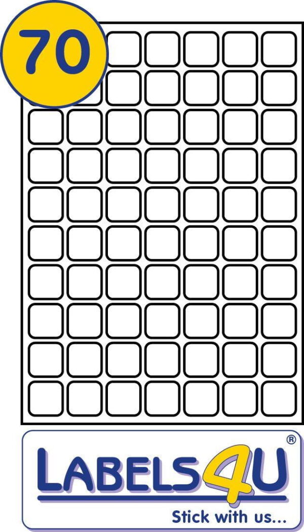 70 Mini Labels Per Sheet 25 x 25mm